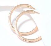 UltraFine 950 Silver Rose Gold Tone Safety Lock 1-1/2" Hoop Earrings